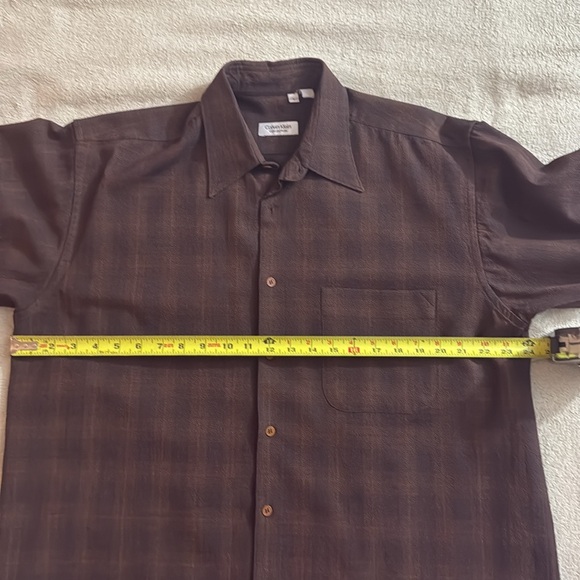 Vintage Calvin Klein Brown Gradient Button Up Shirt L - Picture 3 of 5